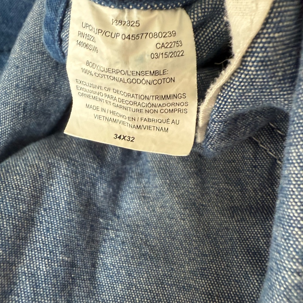 Liberty Blue Denim Men’s overalls with Green Accents 34x32 - Picture 6 of 6